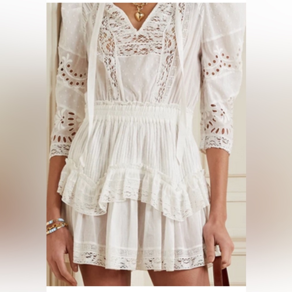 LoveShackFancy White Lace Mini Dress - ISIDORE